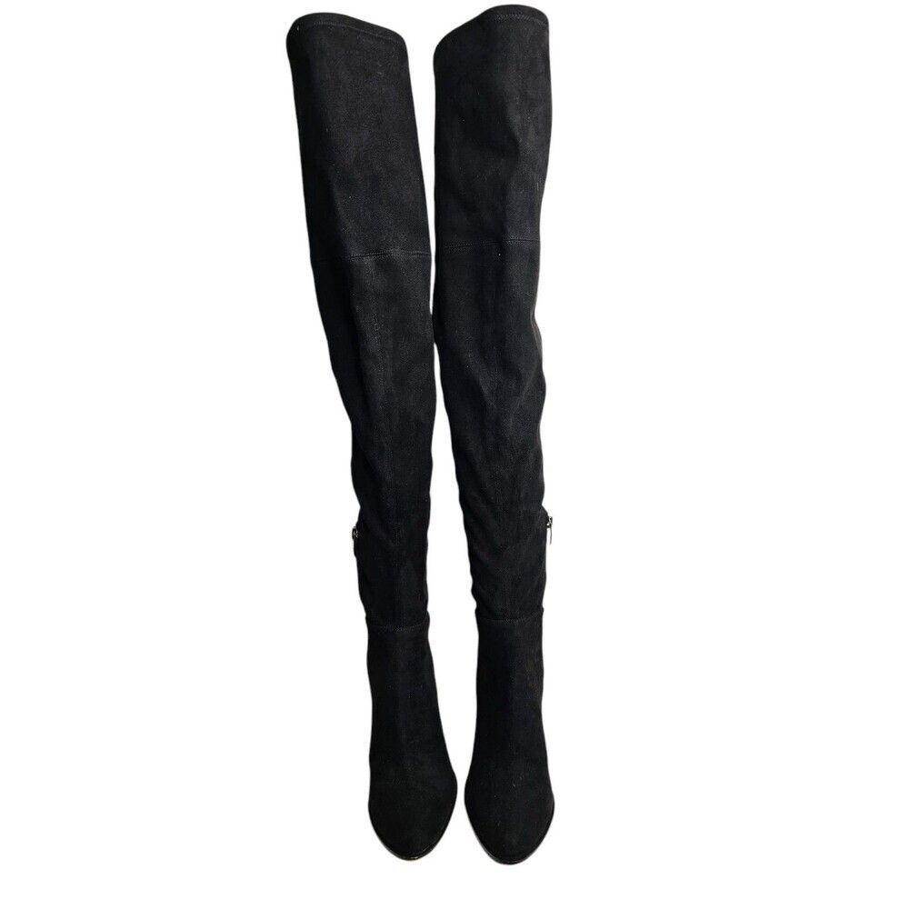 Marc Fisher Black Over-the-Knee Suede Block Heel Boots - Picture 4 of 9